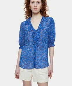Jigsaw Blue Stem Ditsy Short Sleeve Blouse
