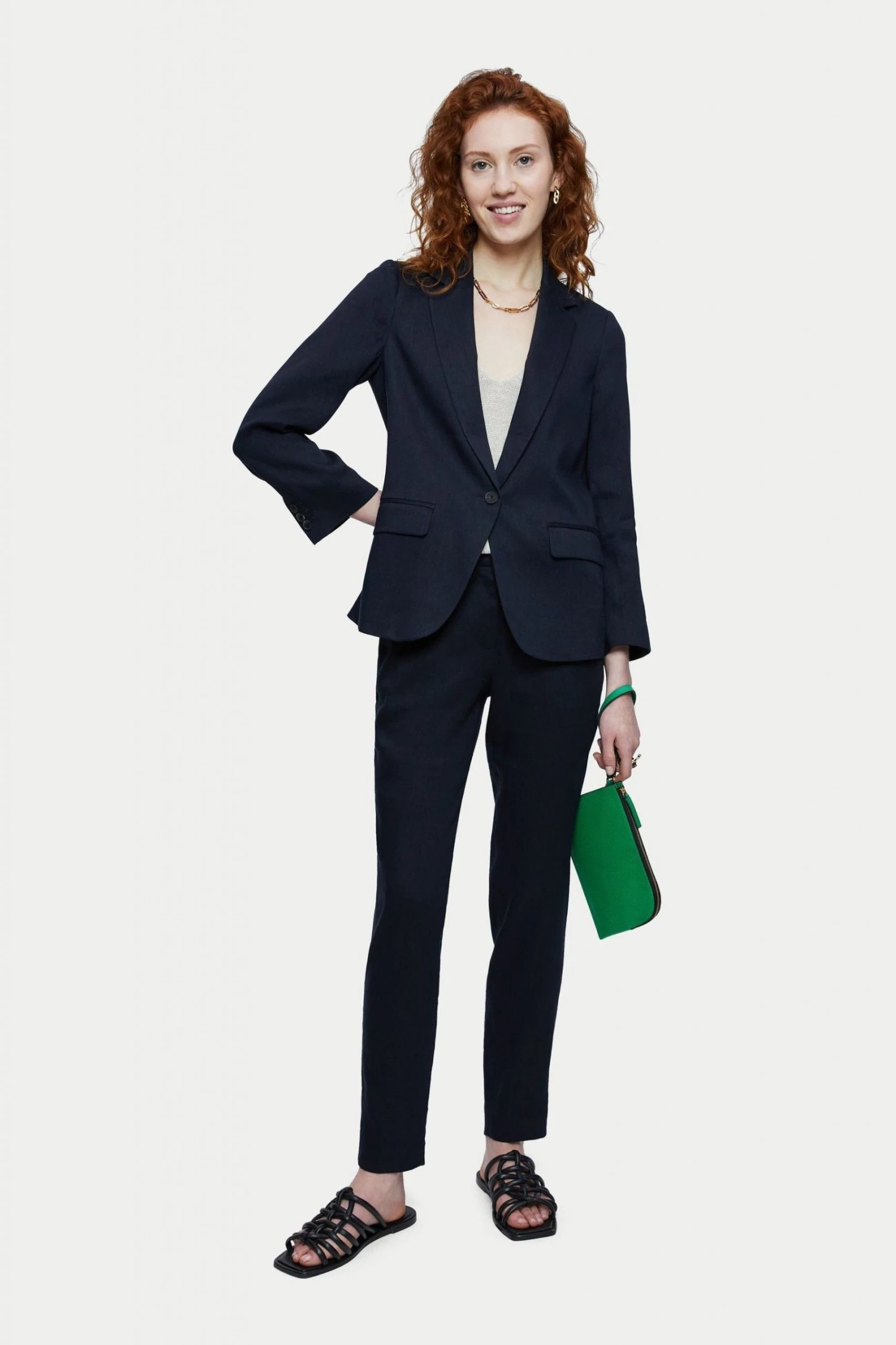 Jigsaw Blue Portofino Linen Jacket 3 Jigsaw Blue Portofino Linen Jacket - Image 3