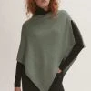 Jigsaw Green Wool Cashmere Open Poncho