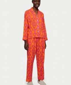 Jigsaw Orange Ikat Cotton Modal Pyjamas