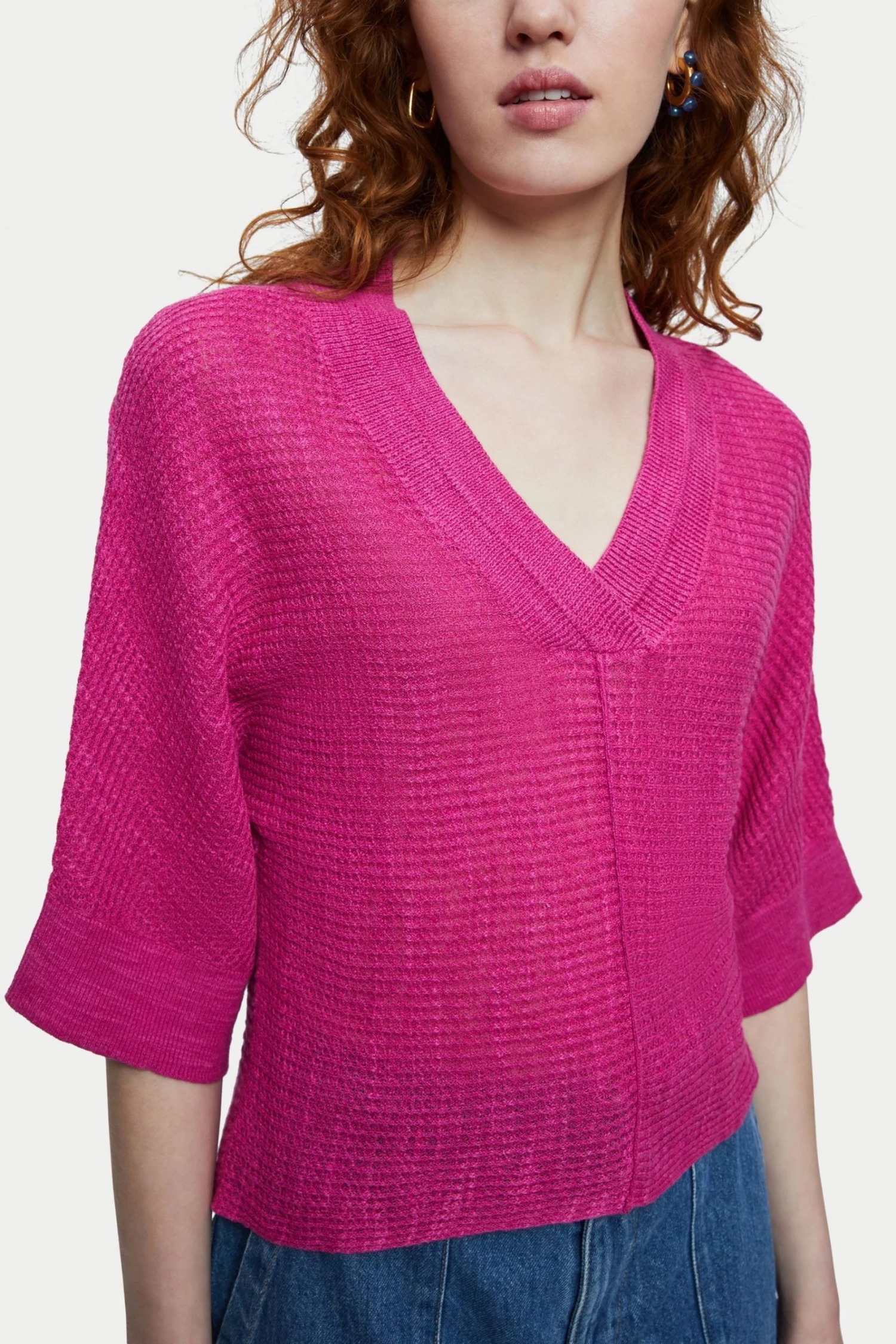 Jigsaw Pink Linen Cotton Slouchy Jumper 3 Jigsaw Pink Linen Cotton Slouchy Jumper - Image 3