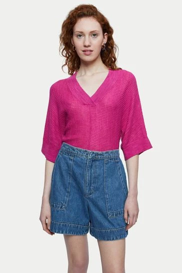 Jigsaw Pink Linen Cotton Slouchy Jumper 7 Jigsaw Pink Linen Cotton Slouchy Jumper - Image 7