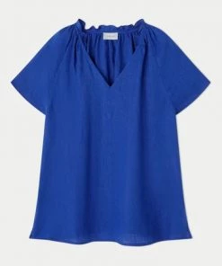 Jigsaw Blue Linen Ruffle Top -Jigsaw Sales Shop unnamed file 1076