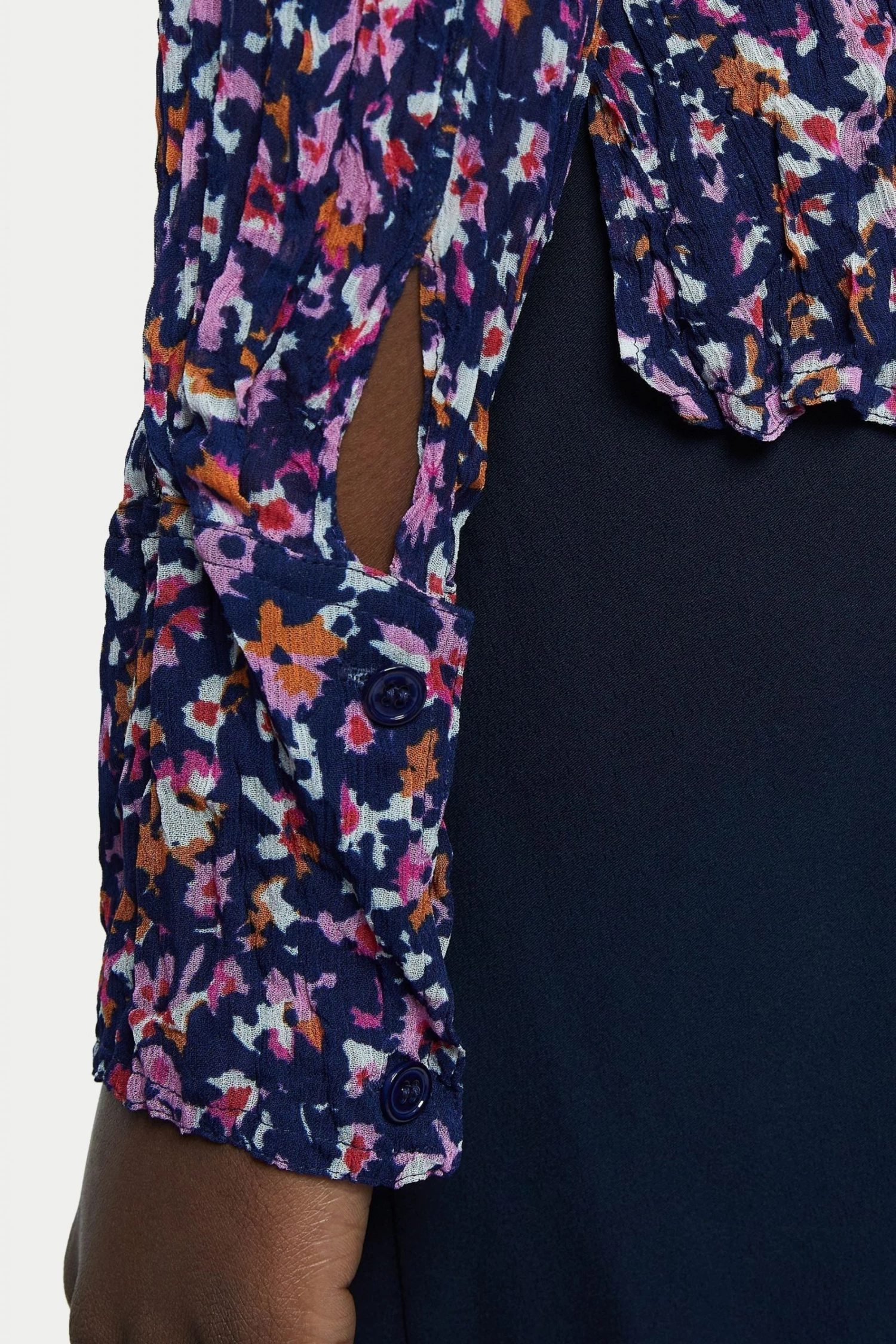 Jigsaw Blue Abstract Floral Crinkled Shirt 4 Jigsaw Blue Abstract Floral Crinkled Shirt - Image 4