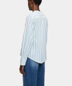 Jigsaw Blue Cotton Stripe Broderie Shirt -Jigsaw Sales Shop unnamed file 1126 scaled