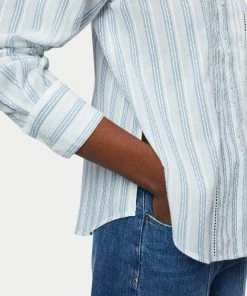 Jigsaw Blue Cotton Stripe Broderie Shirt -Jigsaw Sales Shop unnamed file 1127 scaled