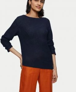 Jigsaw Blue Pure Linen Slanted Rib Jumper -Jigsaw Sales Shop unnamed file 1147