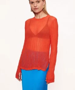 Jigsaw Orange Viscose Crinkled Top