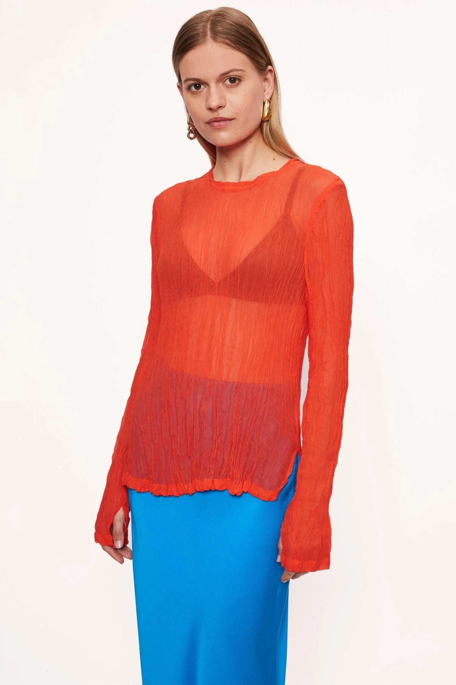 Jigsaw Orange Viscose Crinkled Top 1 Jigsaw Orange Viscose Crinkled Top