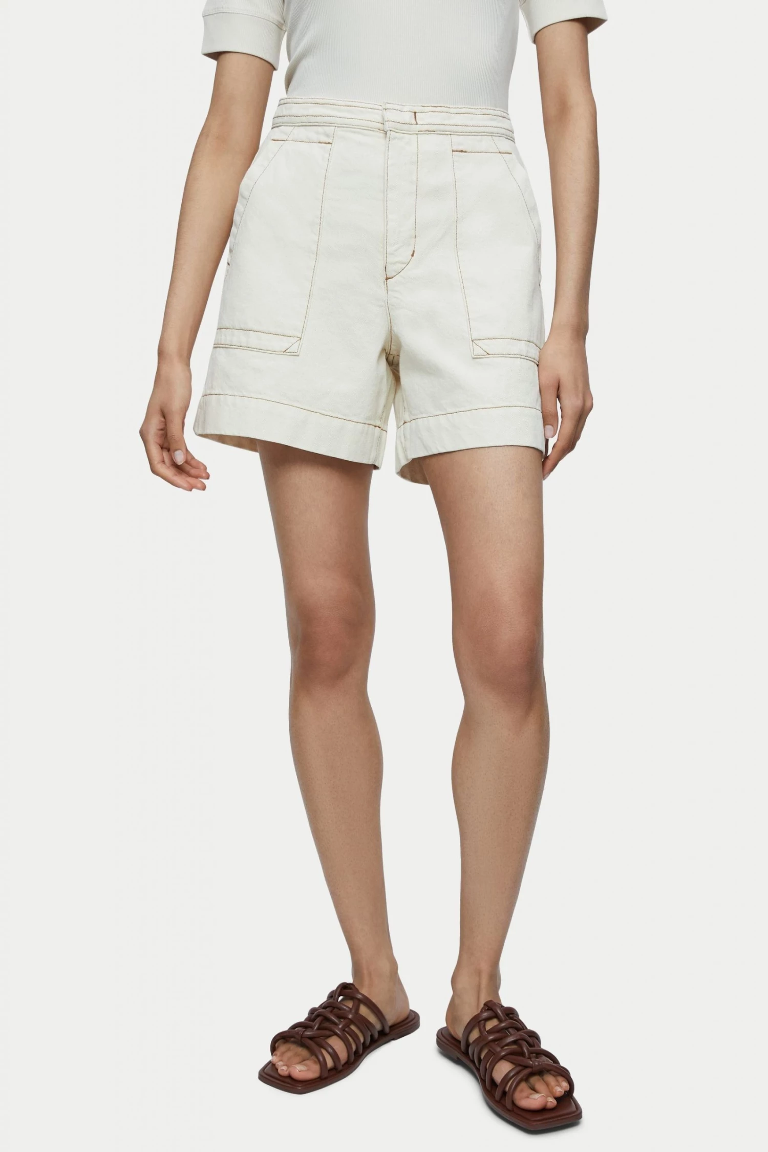 Jigsaw Cream Patch Pockets Shorts 1 Jigsaw Cream Patch Pockets Shorts