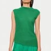 Jigsaw Green Pure Linen Slanted Rib Tank