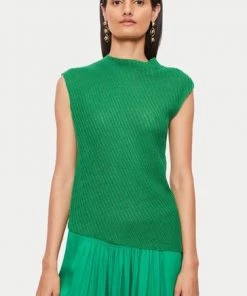 Jigsaw Green Pure Linen Slanted Rib Tank -Jigsaw Sales Shop unnamed file 1195