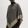 Jigsaw Black Wool Cotton Border Poncho