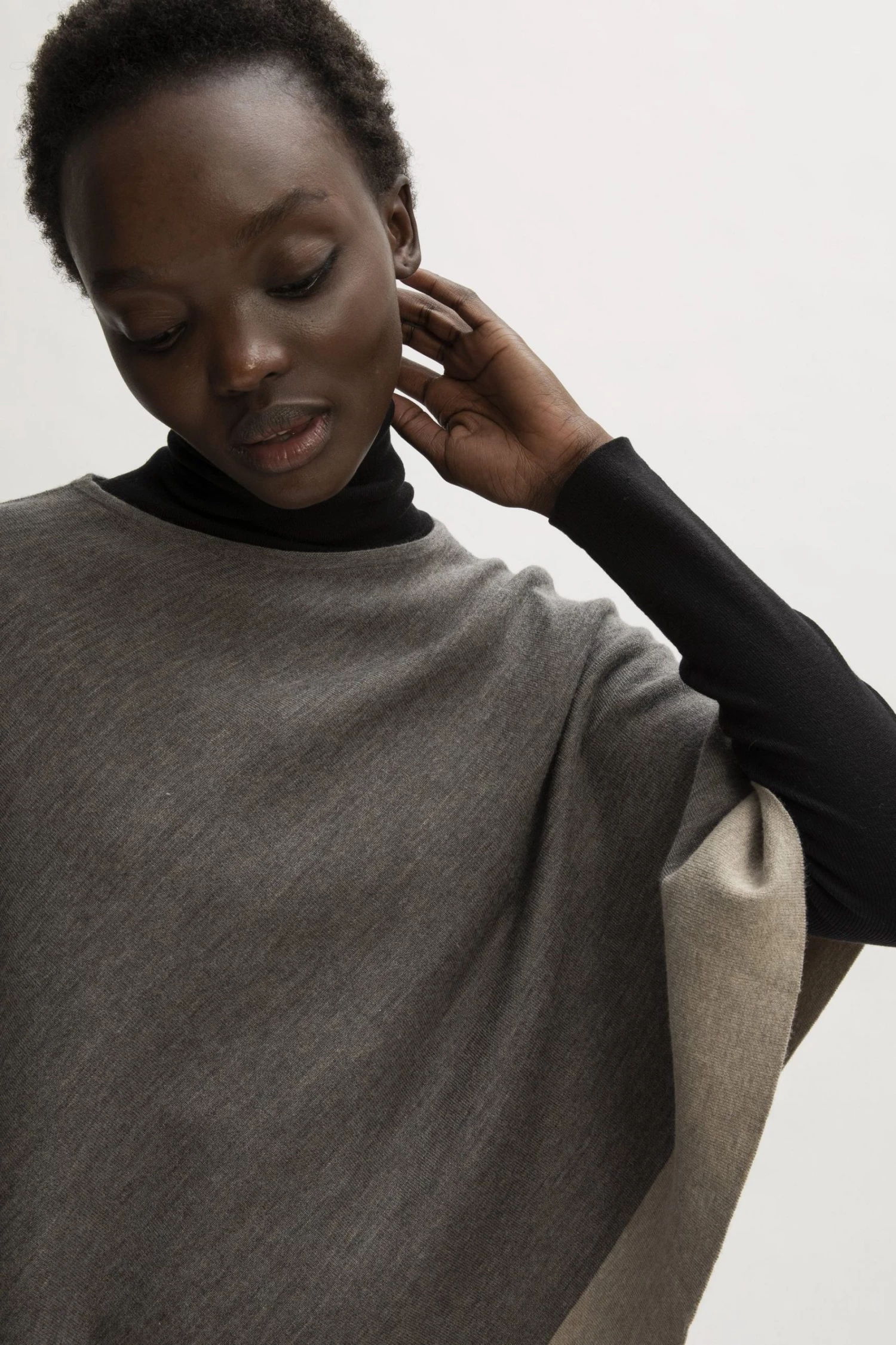 Jigsaw Black Wool Cotton Border Poncho 4 Jigsaw Black Wool Cotton Border Poncho - Image 4