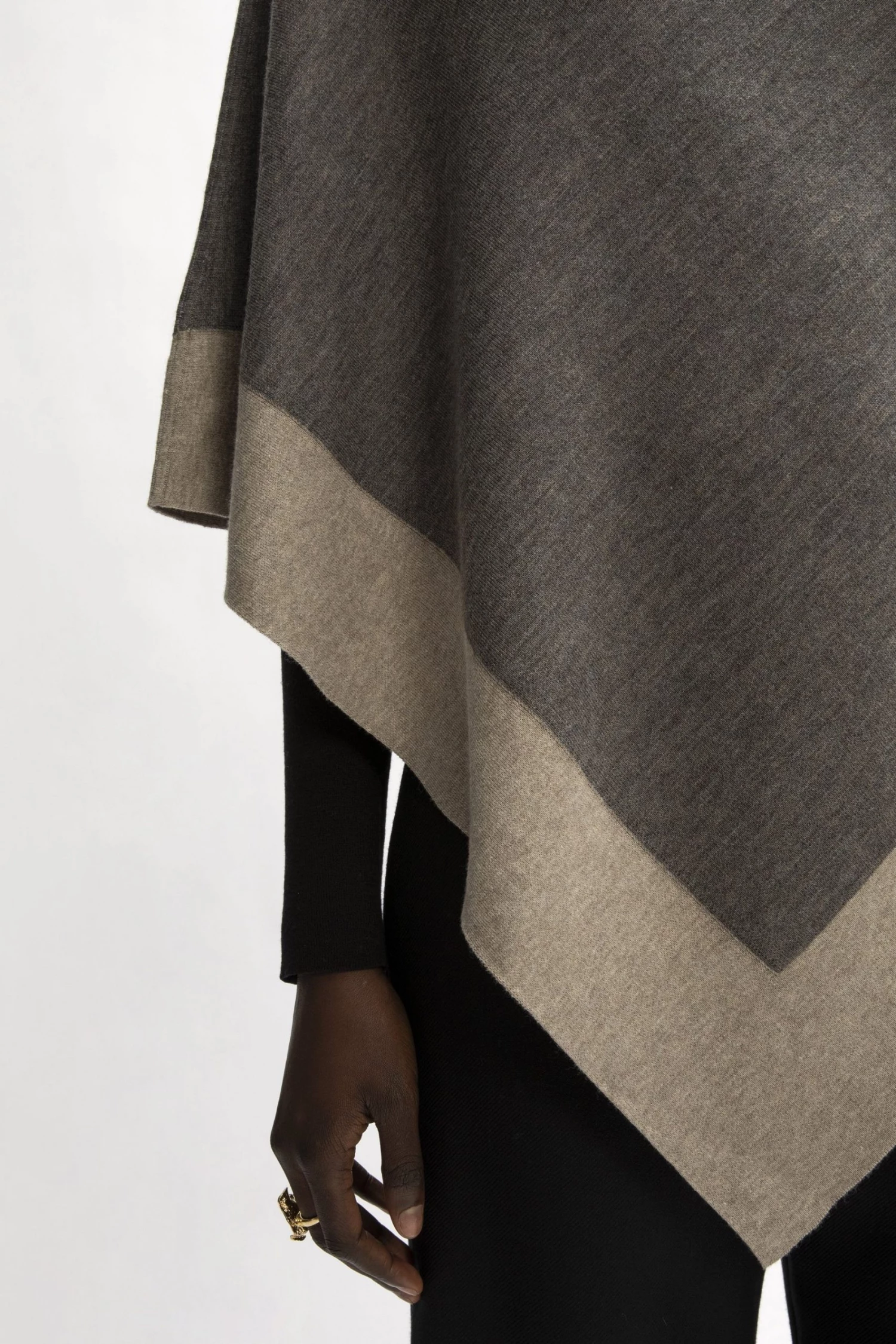 Jigsaw Black Wool Cotton Border Poncho 5 Jigsaw Black Wool Cotton Border Poncho - Image 5