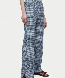 Jigsaw Blue Linen Check Trousers