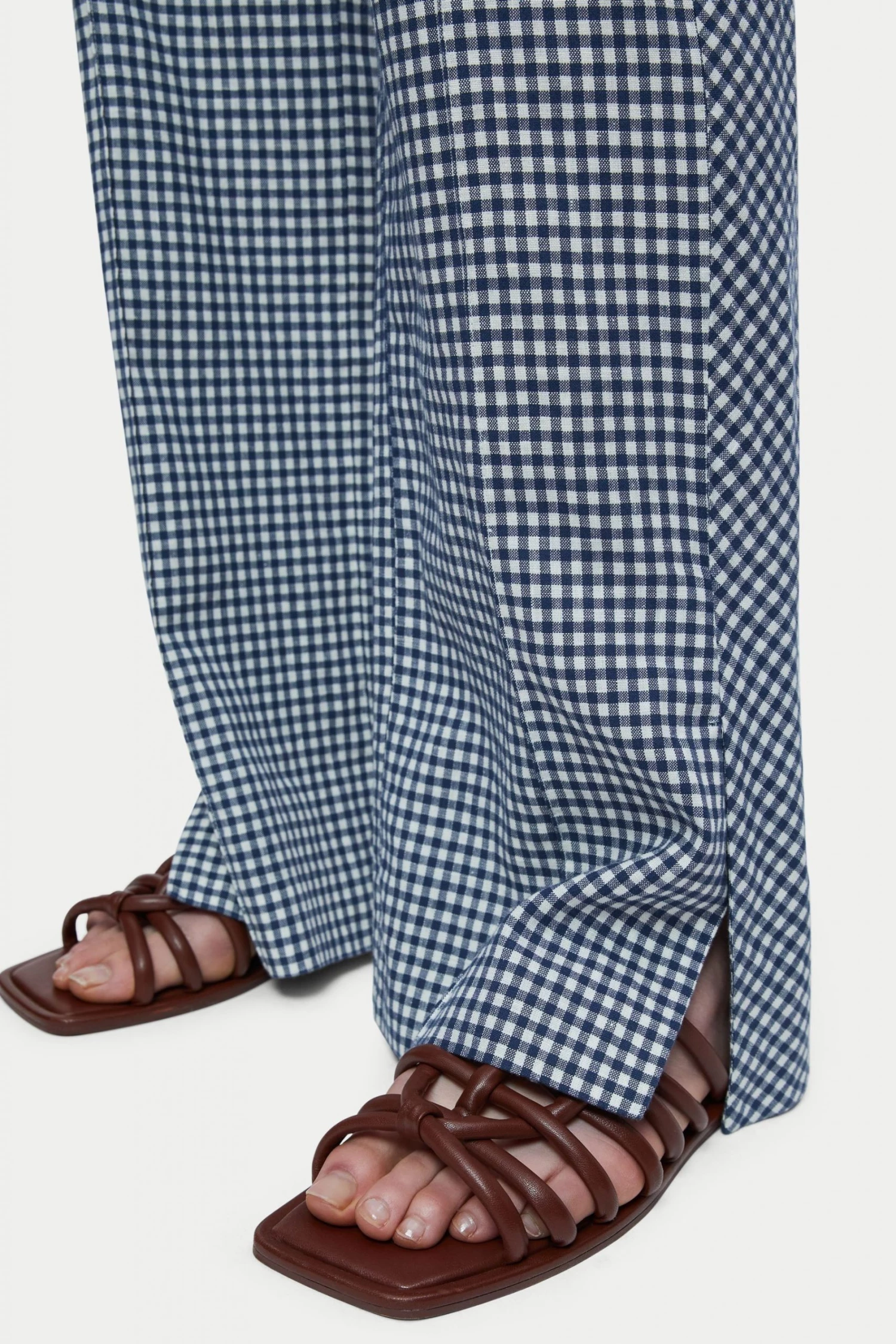 Jigsaw Blue Linen Check Trousers 5 Jigsaw Blue Linen Check Trousers - Image 5