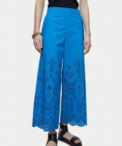 Jigsaw Blue Broderie Beach Trousers