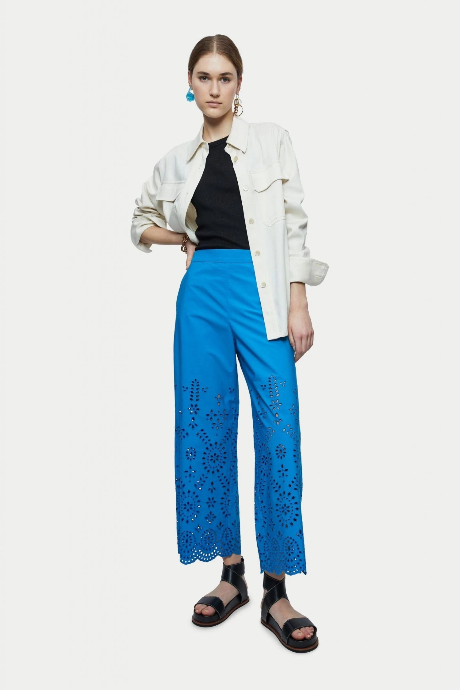 Jigsaw Blue Broderie Beach Trousers 3 Jigsaw Blue Broderie Beach Trousers - Image 3