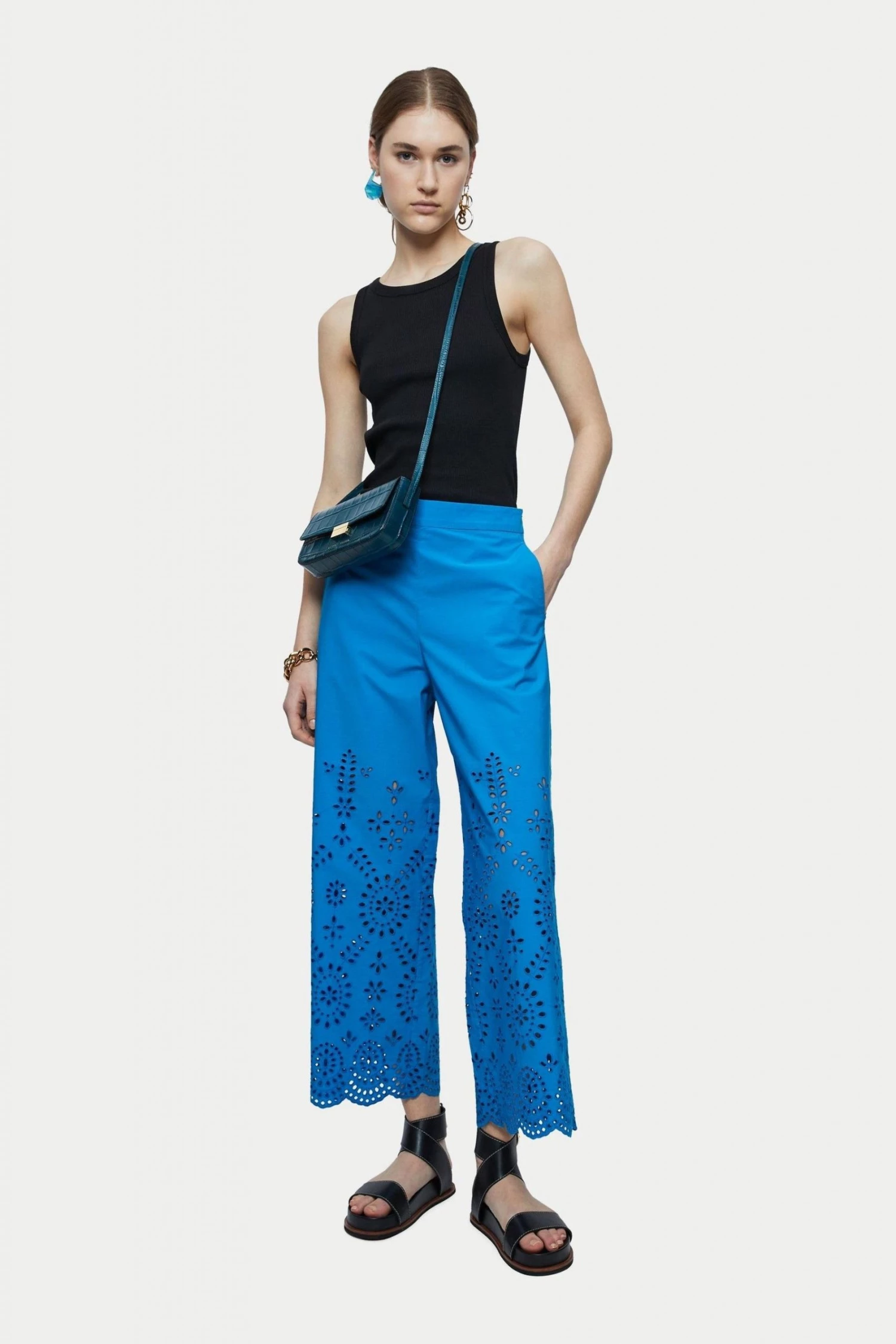 Jigsaw Blue Broderie Beach Trousers 4 Jigsaw Blue Broderie Beach Trousers - Image 4
