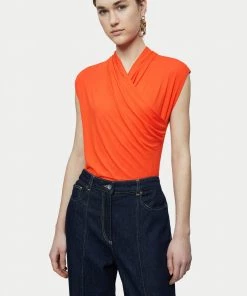 Jigsaw Sales Shop 57 Jigsaw Red Jersey Wrap Sleeveless Top