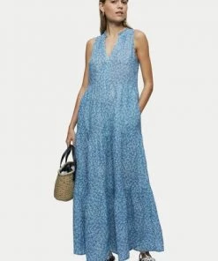 Jigsaw Blue Gauze Linen Star Leaf Dress -Jigsaw Sales Shop unnamed file 224
