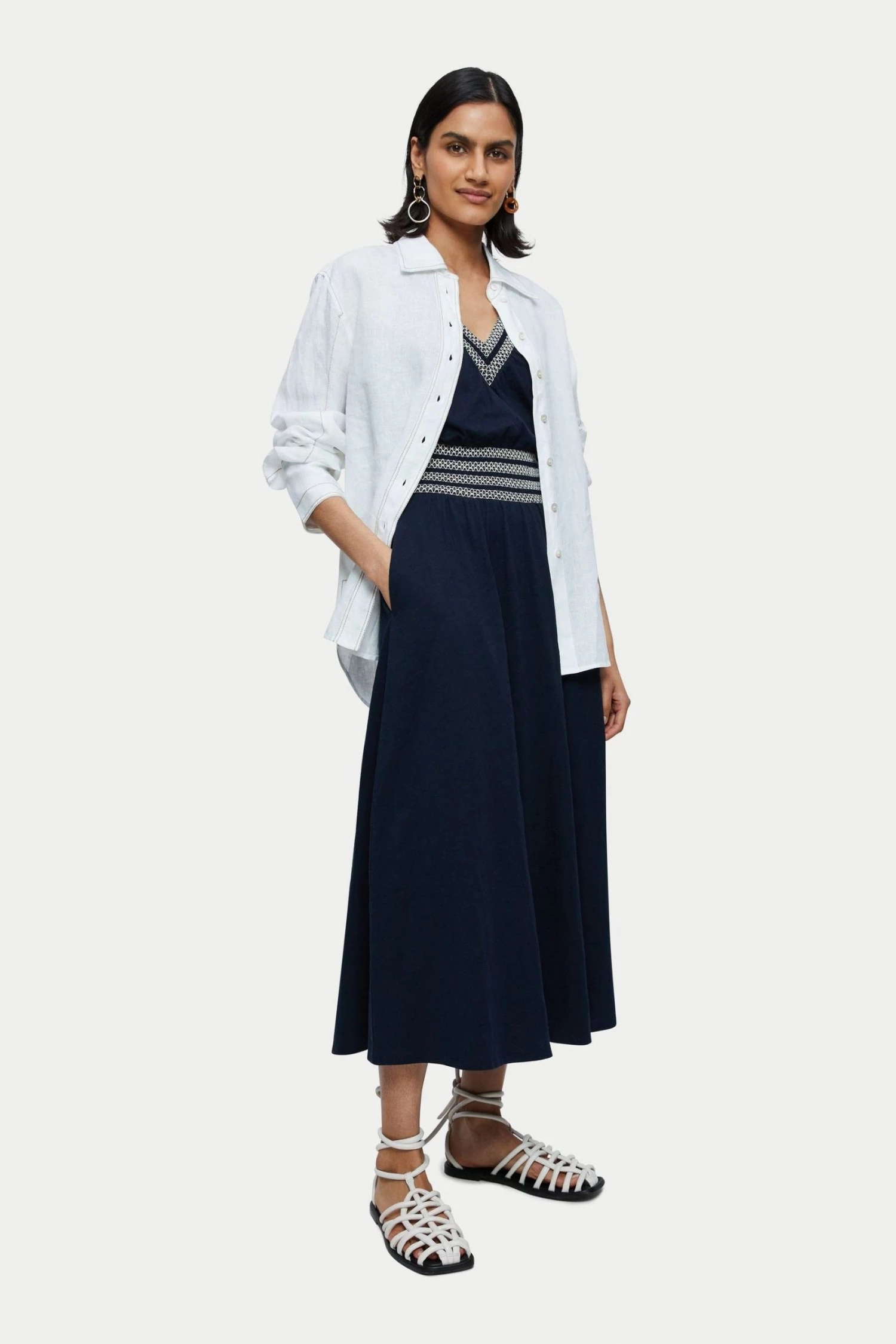 Jigsaw Blue Contrast Smocked Sun Dress 5 Jigsaw Blue Contrast Smocked Sun Dress - Image 5