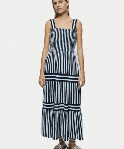 Jigsaw Sales Shop 45 Jigsaw Cotton Slub Stripe Smocked Sun Dress