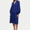 Jigsaw Blue Light Linen Pleat Sleeve Short Dress