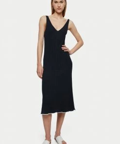 Jigsaw Blue Cotton Plisse Dress