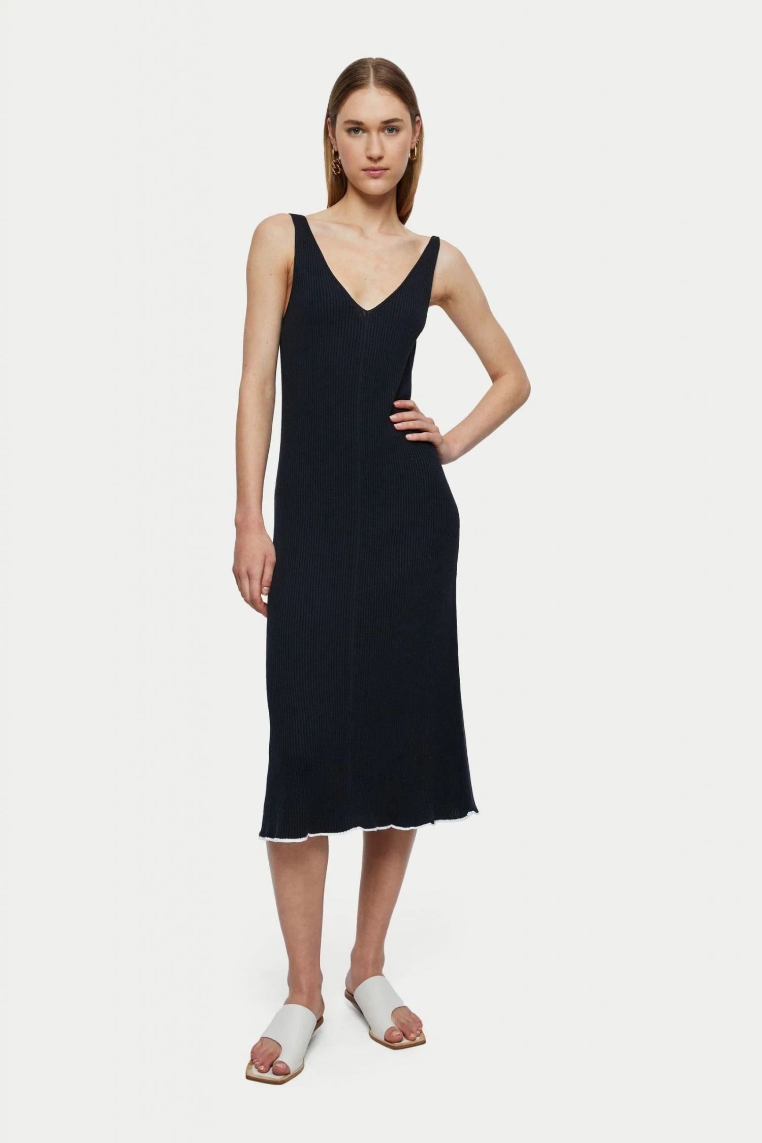 Jigsaw Blue Cotton Plisse Dress 1 Jigsaw Blue Cotton Plisse Dress