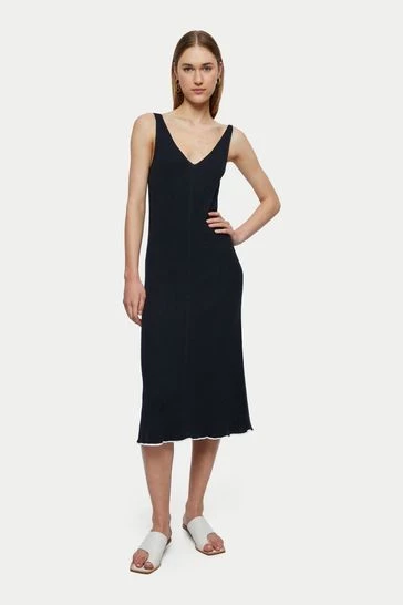 Jigsaw Blue Cotton Plisse Dress 3 Jigsaw Blue Cotton Plisse Dress - Image 3