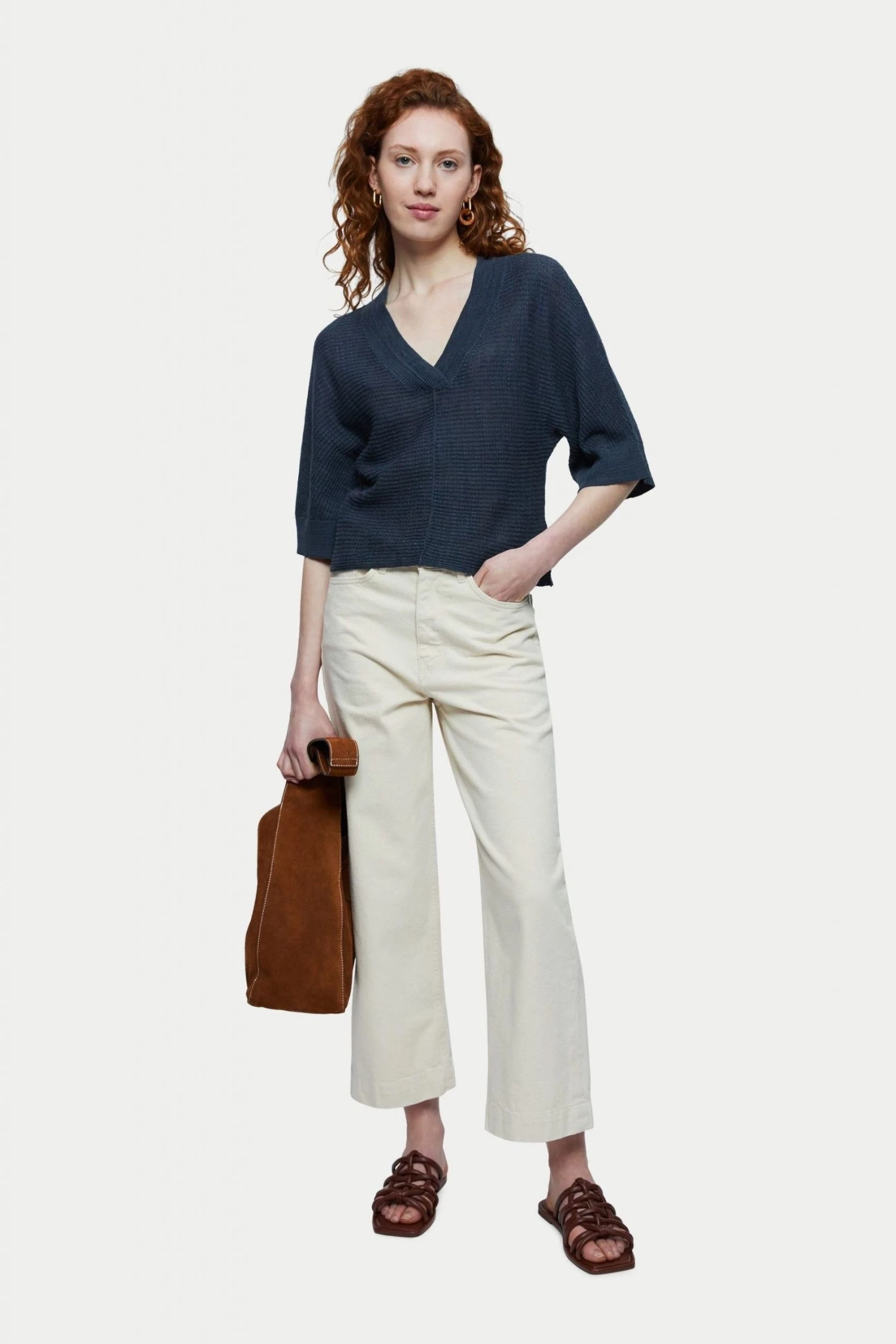 Jigsaw Grey Linen Cotton Slouchy Jumper 3 Jigsaw Grey Linen Cotton Slouchy Jumper - Image 3