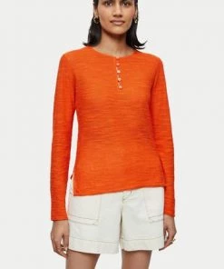 Jigsaw Orange Linen Cotton Button Jumper -Jigsaw Sales Shop unnamed file 291