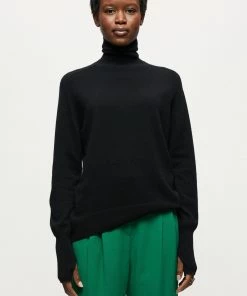 Jigsaw Black Cashmere Forever Polo Jumper