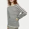 Jigsaw Grey Linen Stripe Tipped Jumper