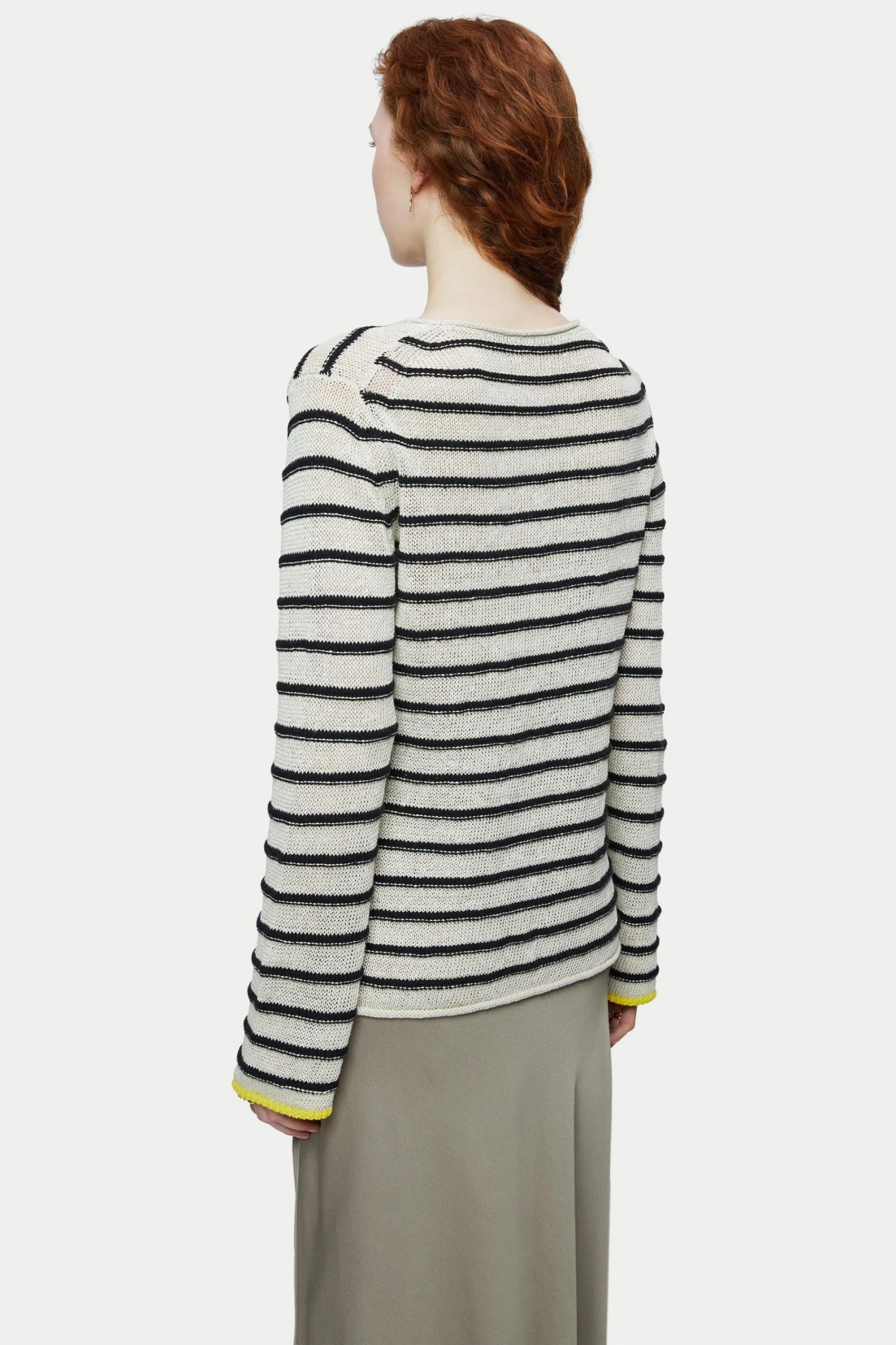 Jigsaw Grey Linen Stripe Tipped Jumper 2 Jigsaw Grey Linen Stripe Tipped Jumper - Image 2