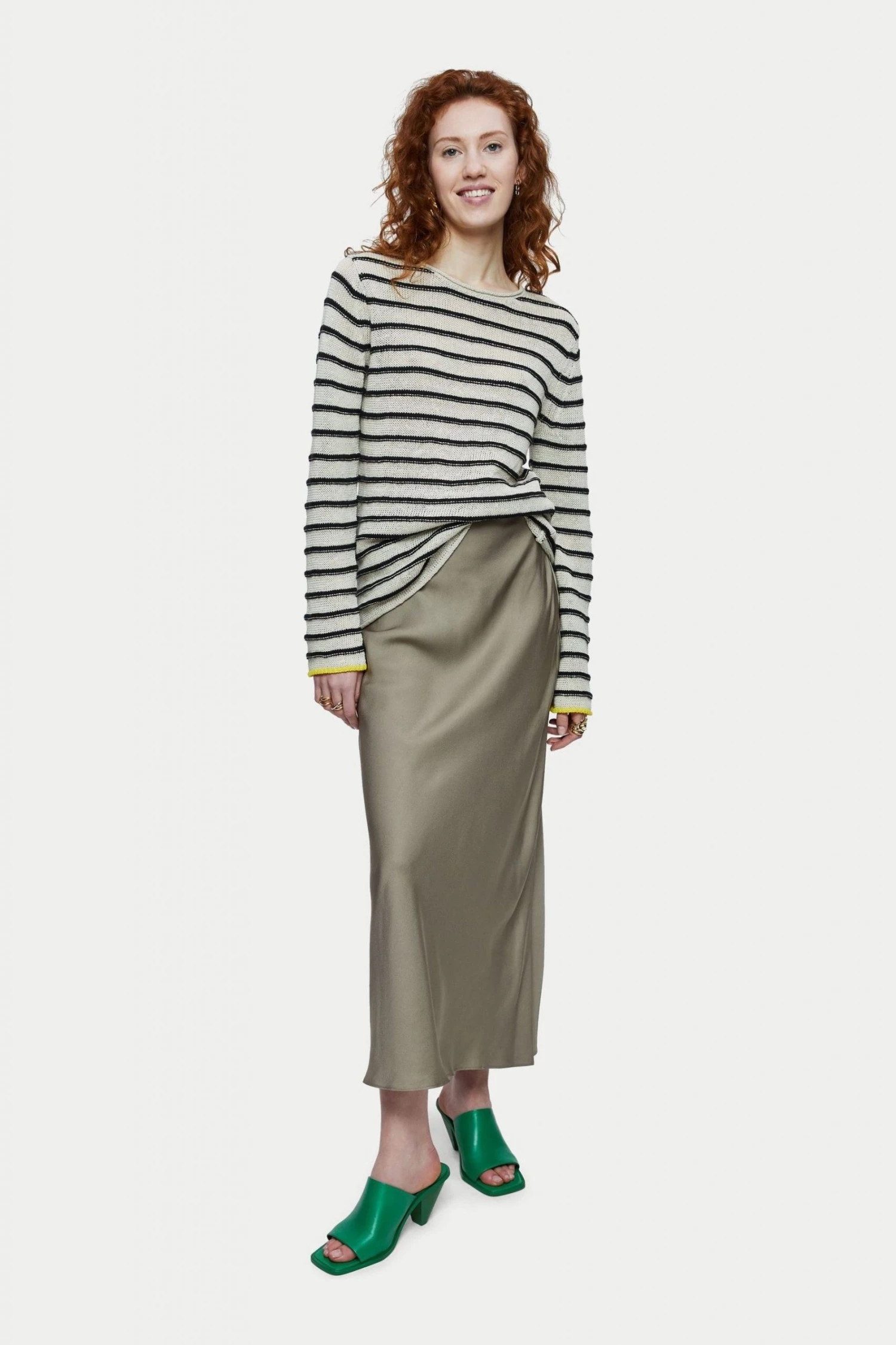 Jigsaw Grey Linen Stripe Tipped Jumper 3 Jigsaw Grey Linen Stripe Tipped Jumper - Image 3