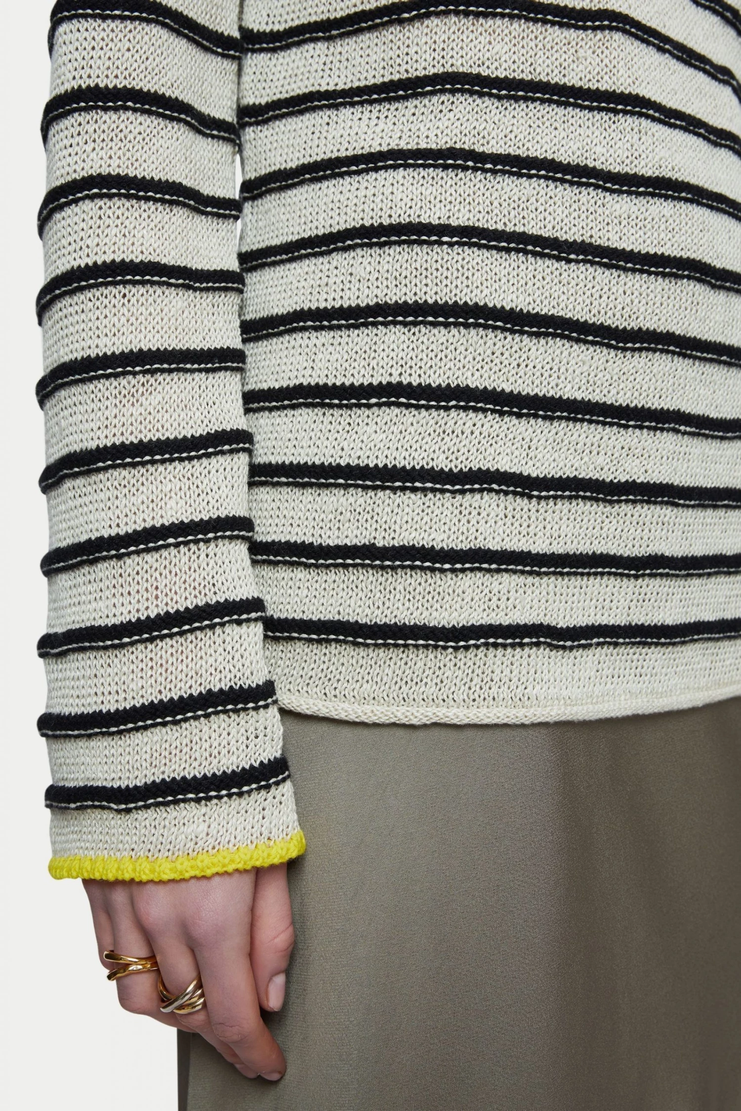 Jigsaw Grey Linen Stripe Tipped Jumper 4 Jigsaw Grey Linen Stripe Tipped Jumper - Image 4