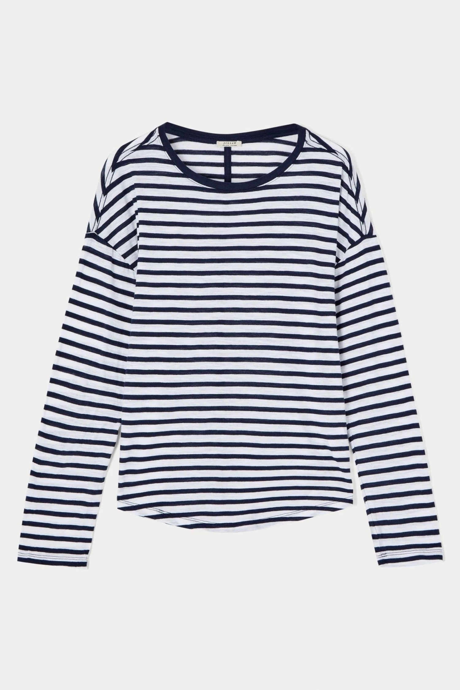 Jigsaw Blue Cotton Slub Stripe Long Sleeve Boyfriend T-Shirt 6 Jigsaw Blue Cotton Slub Stripe Long Sleeve Boyfriend T-Shirt - Image 6