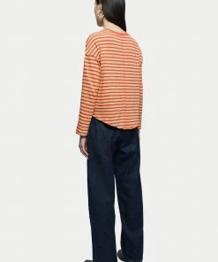 Jigsaw Red Cotton Slub Stripe Long Sleeve Boyfriend T-Shirt -Jigsaw Sales Shop unnamed file 37 scaled