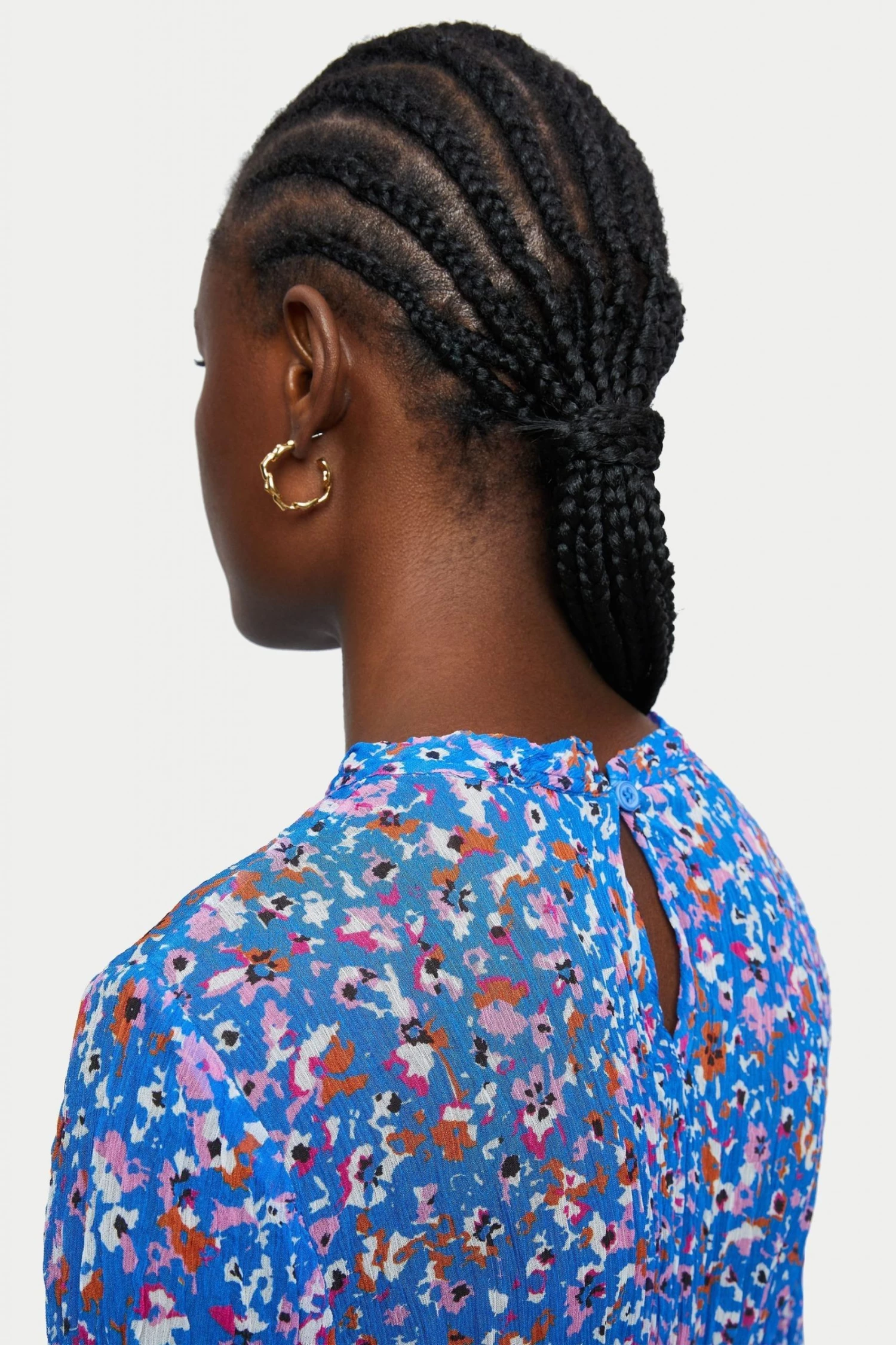 Jigsaw Blue Abstract Floral Crinkled Top 2 Jigsaw Blue Abstract Floral Crinkled Top - Image 2