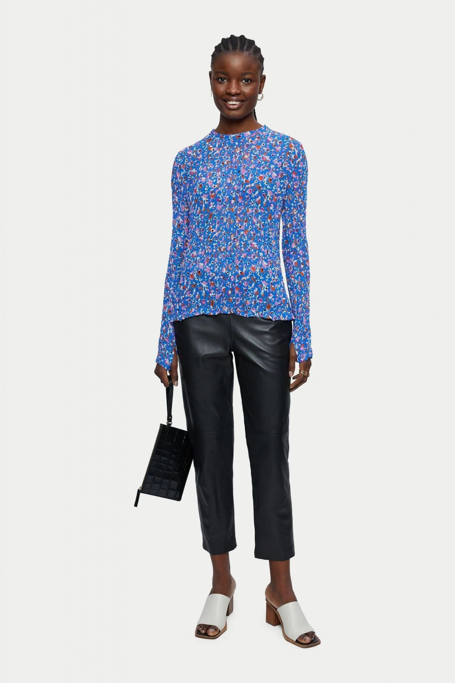 Jigsaw Blue Abstract Floral Crinkled Top 5 Jigsaw Blue Abstract Floral Crinkled Top - Image 5