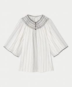 Jigsaw White Cotton Stripe Smocked Top -Jigsaw Sales Shop unnamed file 387 scaled