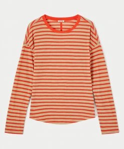 Jigsaw Red Cotton Slub Stripe Long Sleeve Boyfriend T-Shirt -Jigsaw Sales Shop unnamed file 39 scaled