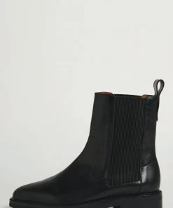 Jigsaw Arman Black Leather Flat Boots