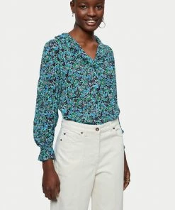 Jigsaw Blue Vintage Poppy Crinkle Top