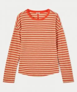 Jigsaw Red Cotton Slub Stripe Long Sleeve Boyfriend T-Shirt -Jigsaw Sales Shop unnamed file 40