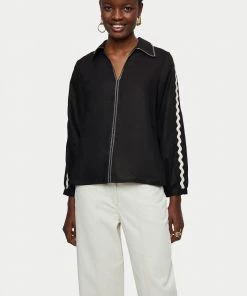 Jigsaw Black Linen Ric Rac Top