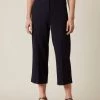 Jigsaw Blue Modern Crepe Crop Straight Trousers